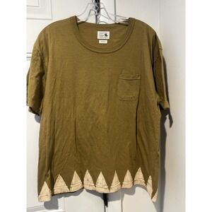 Visvim Olive Green Tee Shirt Handpainted Bottom Detail Men's Size 3 Tshirt SS